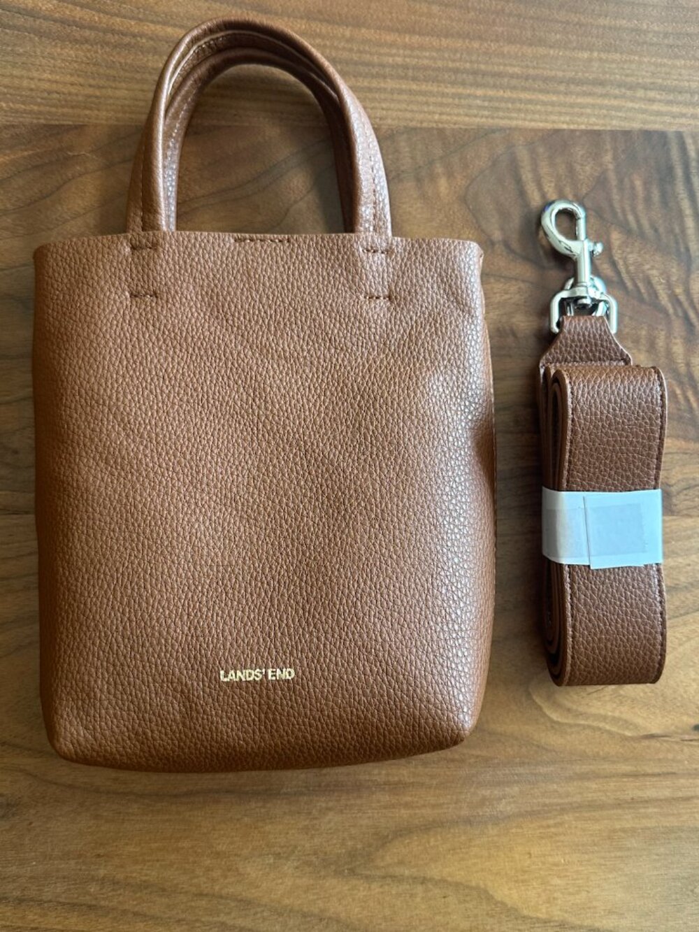 Lands' End Faux Leather Crossbody Bag - Dark Caramel